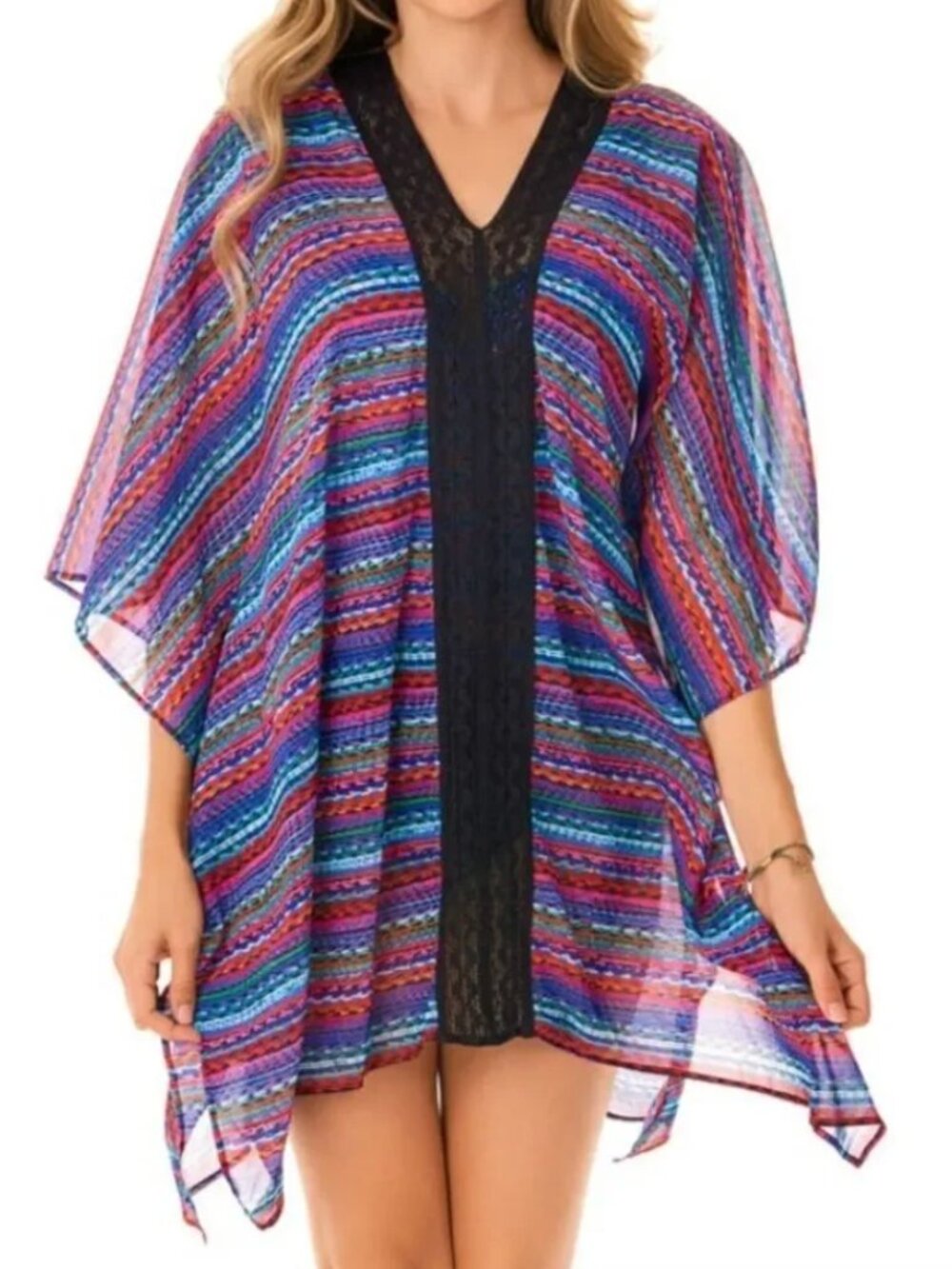 MIRACLESUIT Carnivale Stripe Print Caftan- One Size